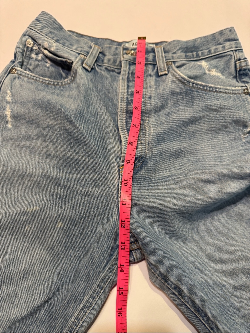 AGOLDE 90s Crop Mid Rise Loose Fit Jeans Medium Wash Blue Distressed Size 24 - Picture 8 of 10